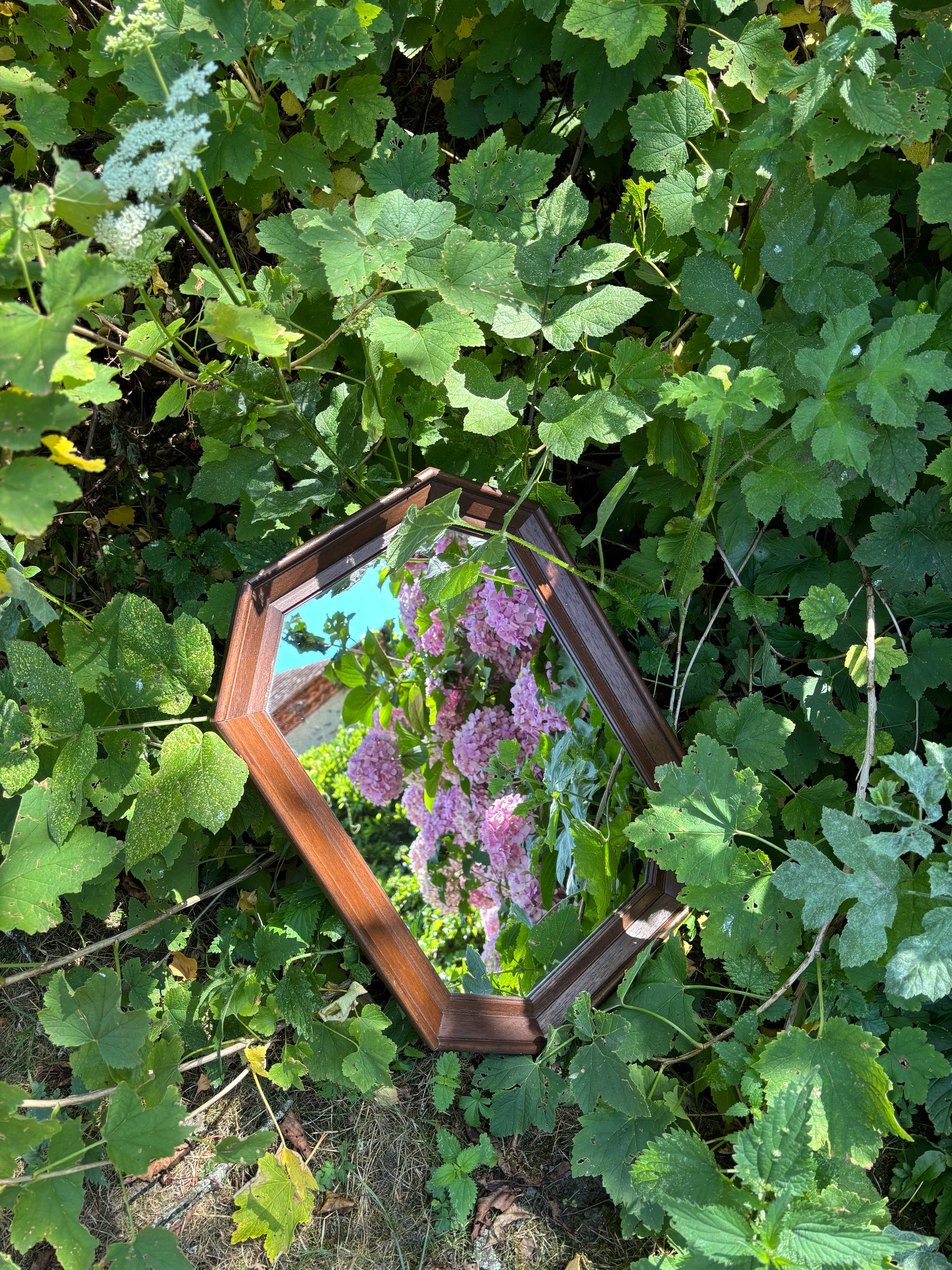Miroir octogonal en bois