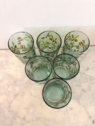 6 verres bullés peints à la main