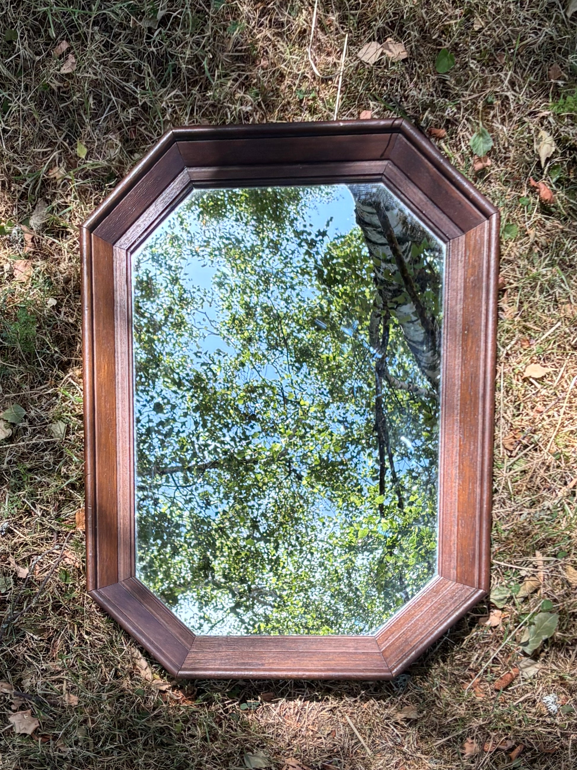 Miroir octogonal en bois