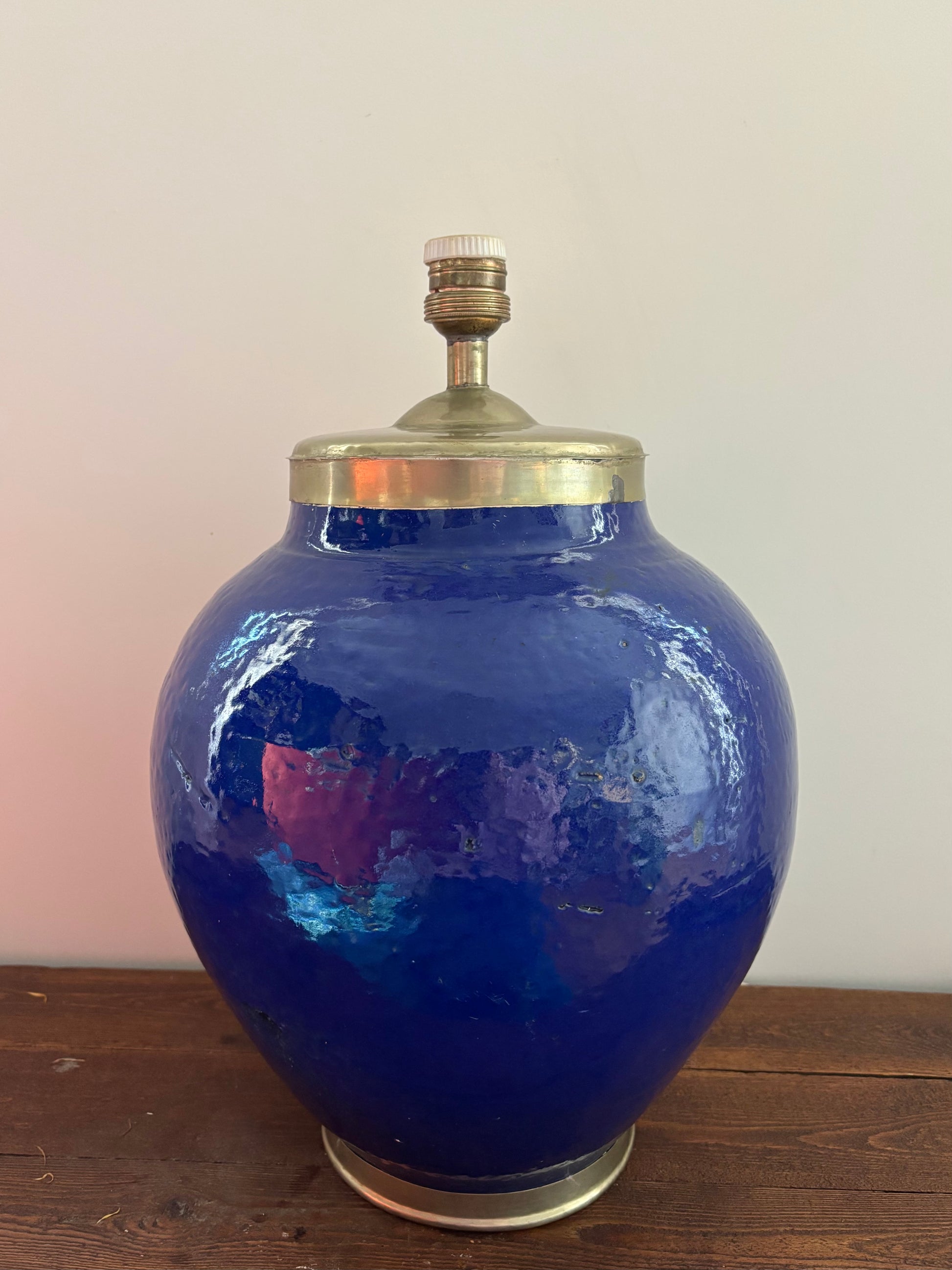 Paire de lampes en céramique bleu