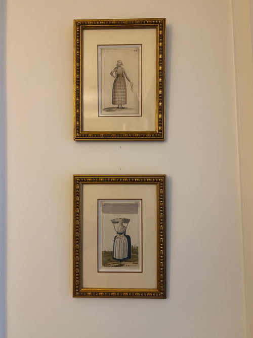 6 gravures encadrées - études de costumes