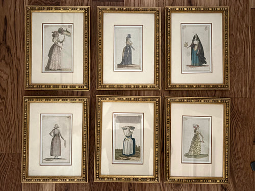 6 gravures encadrées - études de costumes