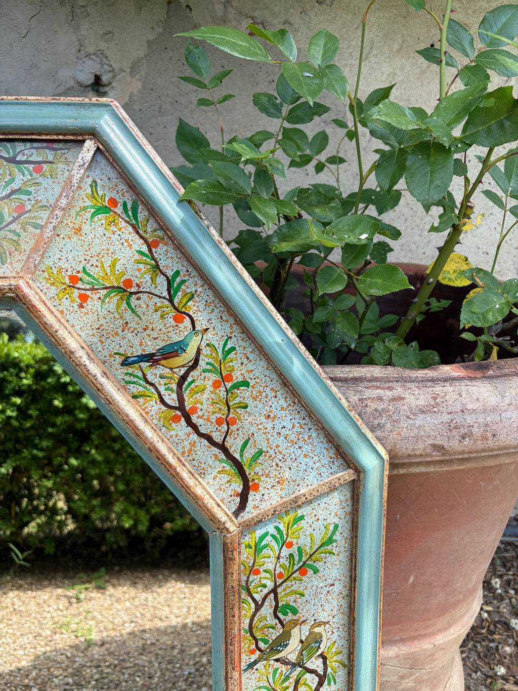 Miroir octogonal en bois