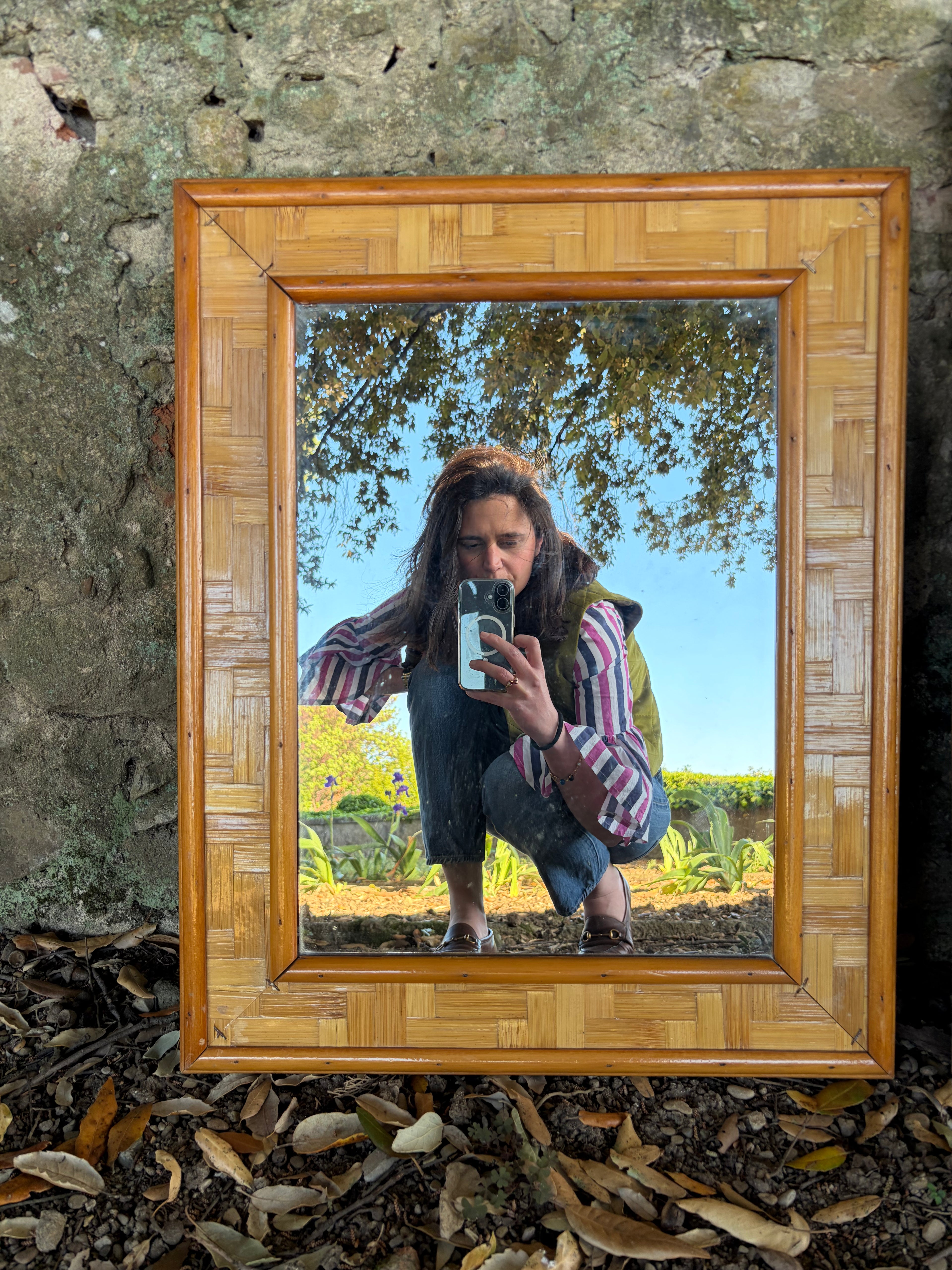Miroir en rotin