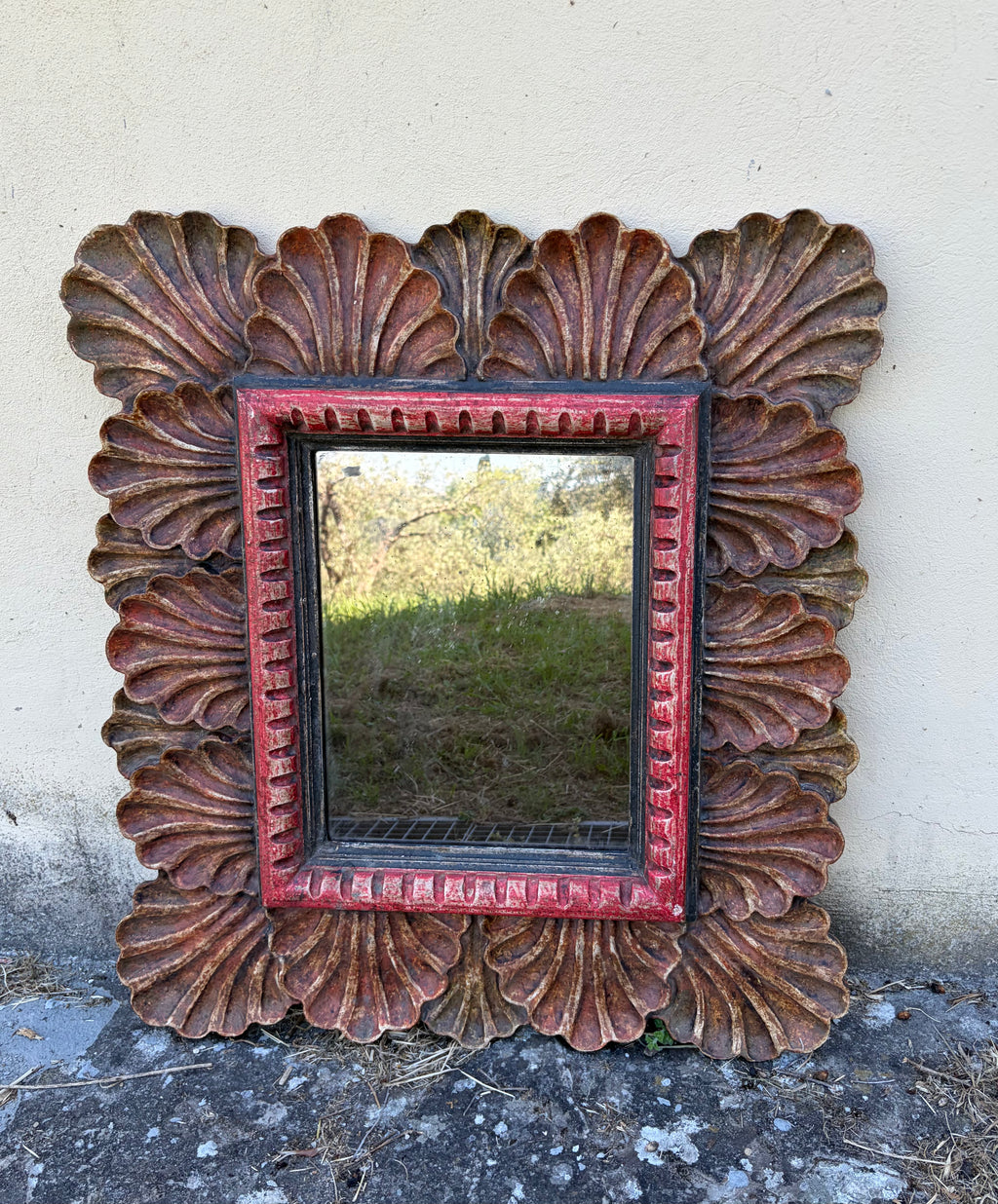 Miroir polychrome en bois