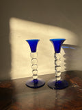 Paire de flambeaux en verre