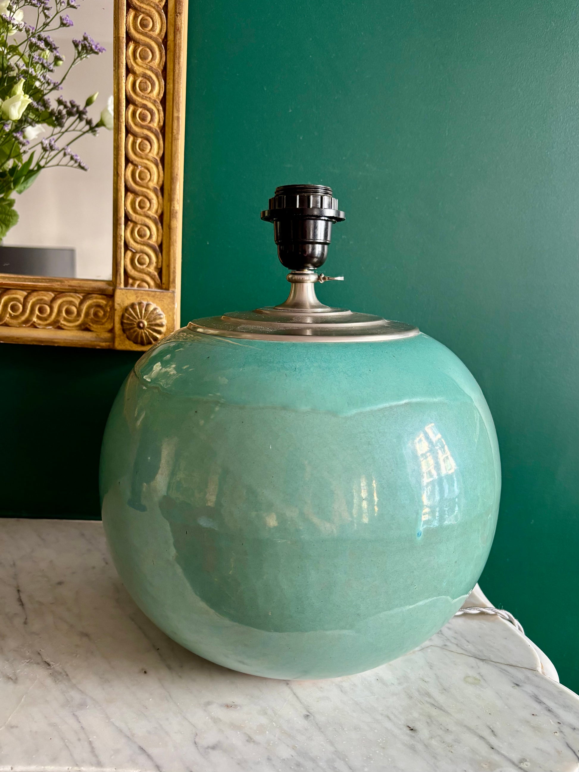 Pied de lampe turquoise