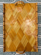 Plateau en marqueterie de paille