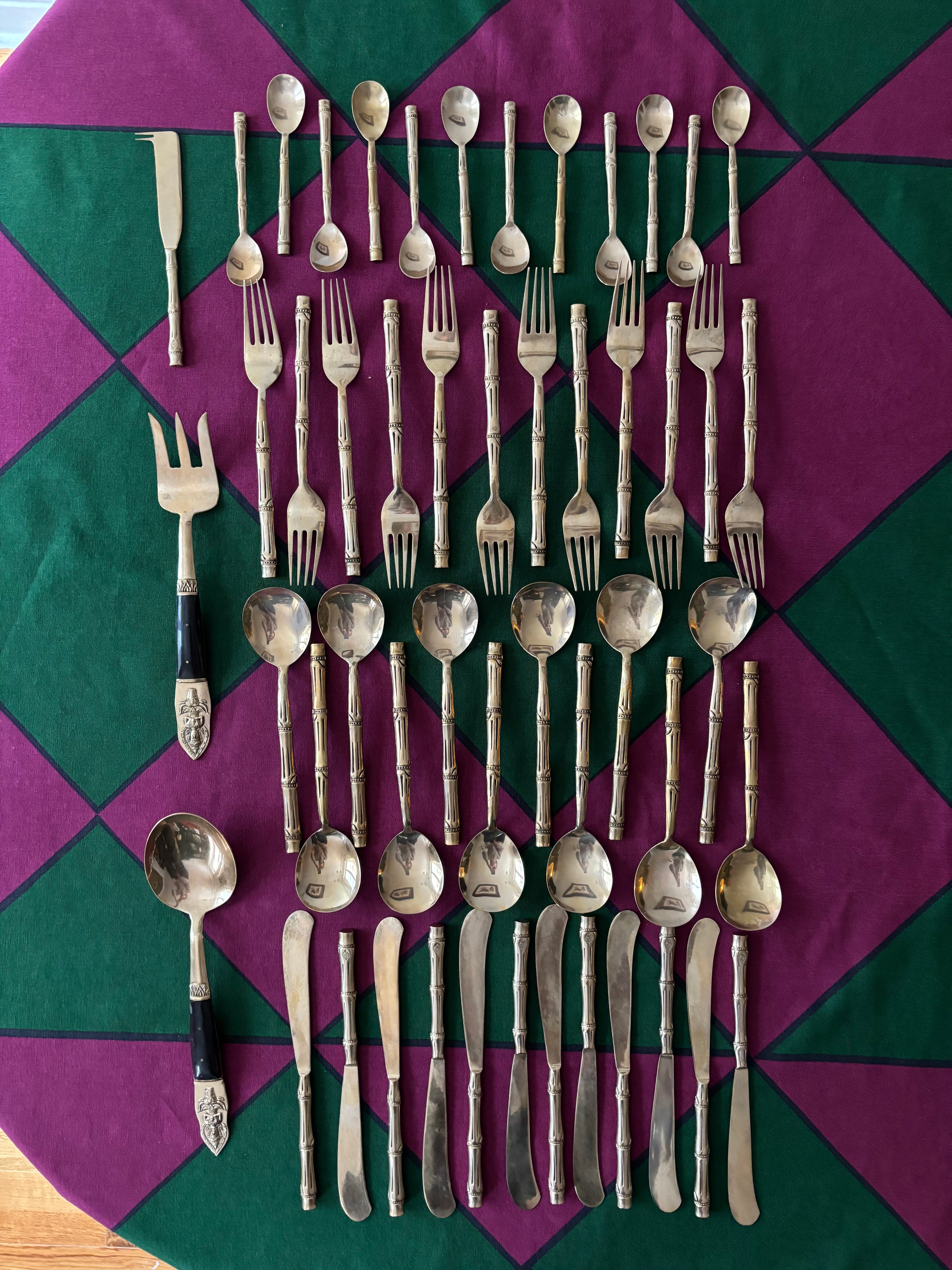 Ménagère Bambou en laiton -  50 pièces