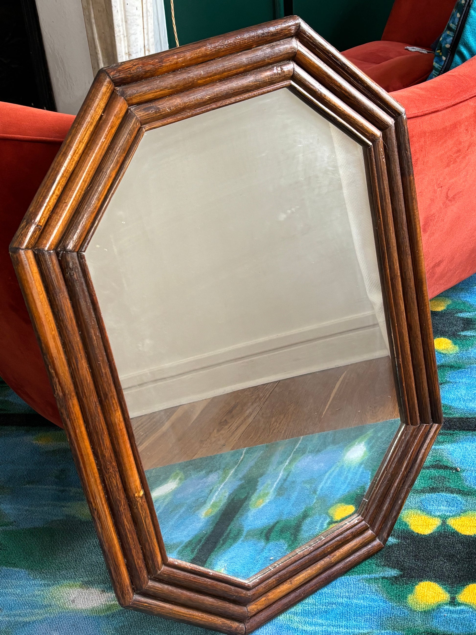 Miroir octogonal en bambou