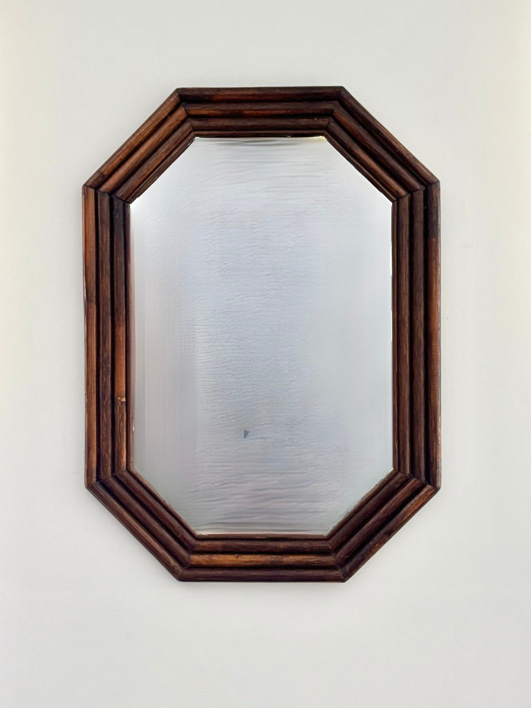 Miroir octogonal en bambou