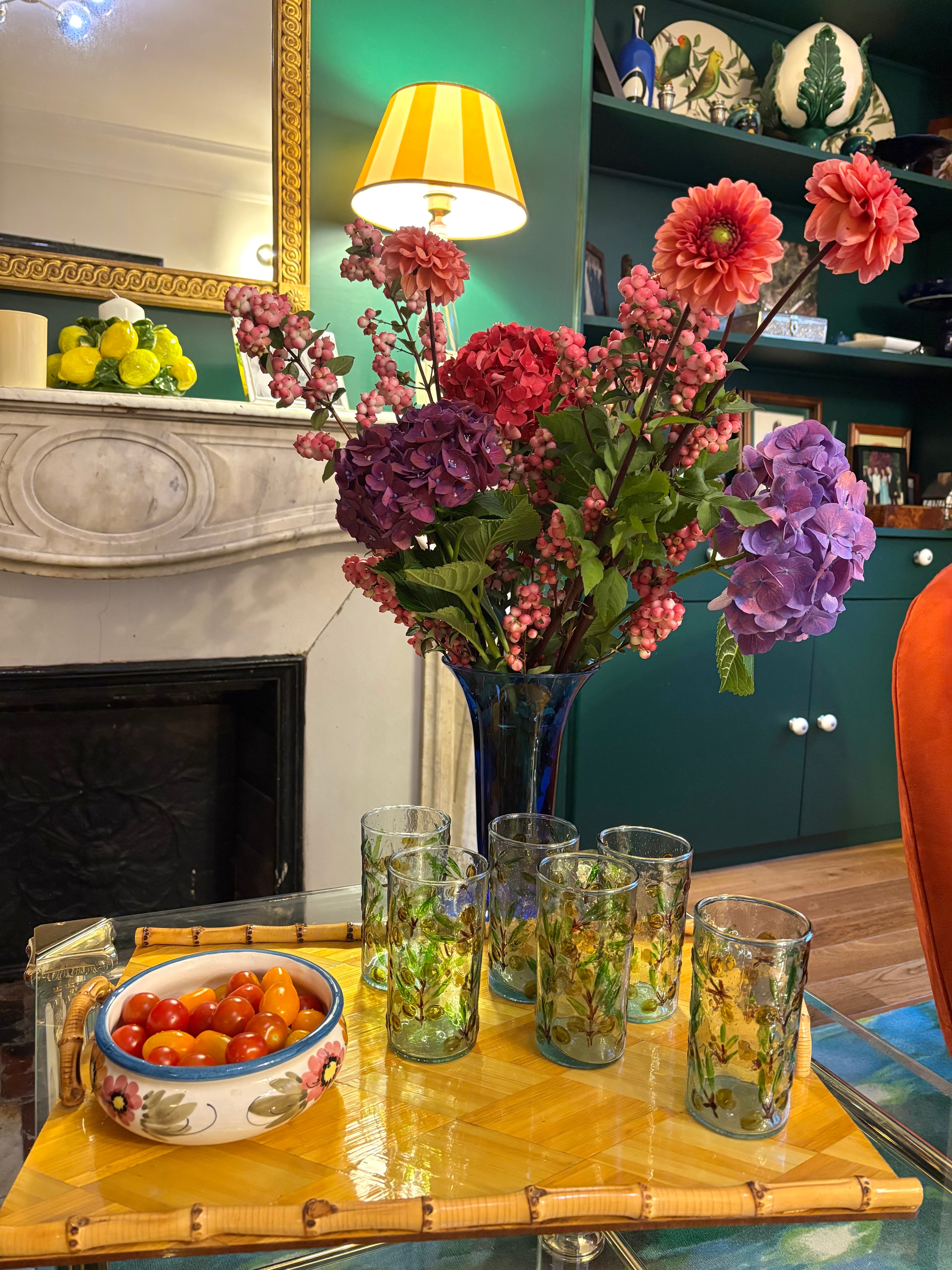 Plateau en marqueterie de paille