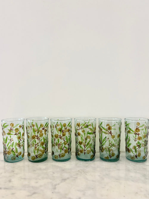 6 verres bullés peints à la main